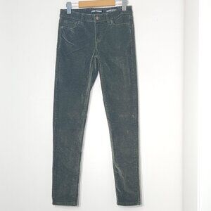 Joe Fresh Green Cotton Blend Mid Rise Slim Corduroy Straight Leg Jean Size 25